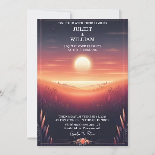 Sky Night Sunset Stars Moon Cloud Twilight Hochzei Einladung (Vorderseite)