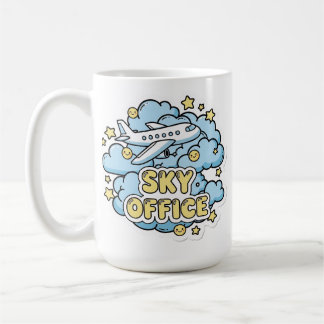 Sky Office - Süßes Flugzeug und Wolken Cartoon Kaffeetasse