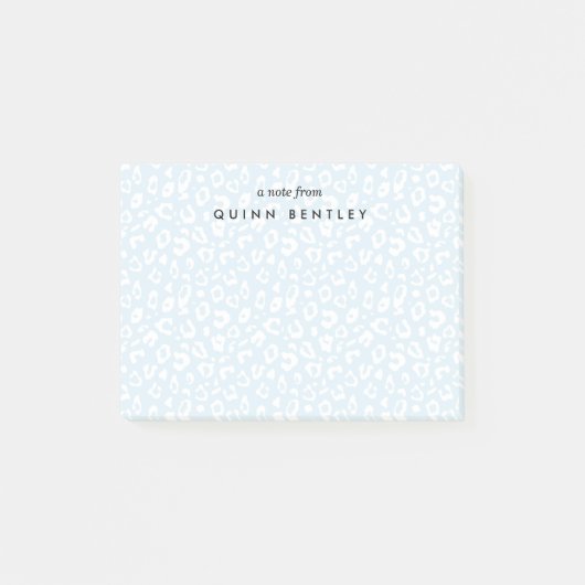 Sky | Pastell Leopard Print Personalisiert Post-it Klebezettel (Vorderseite)