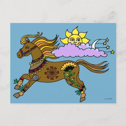 Sky Pony Ukrainian Folk Art Postkarte (Vorderseite)