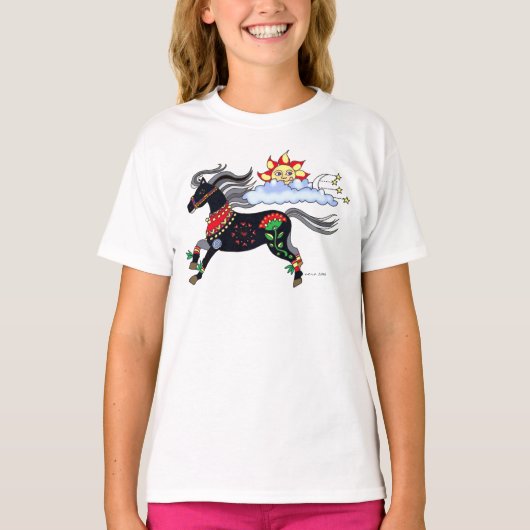 Sky Pony Ukrainian Folk Art von Vera Trembach T-Shirt (Vorderseite)