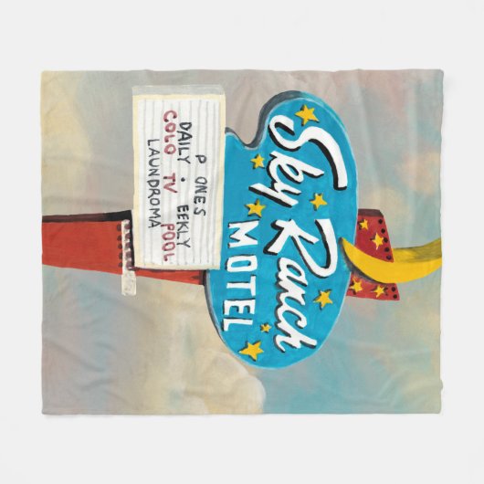 Sky Ranch Motel Sign Fleecedecke (Vorderseite (Horizontal))