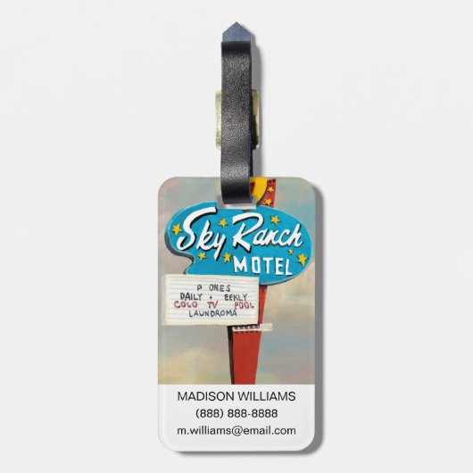 Sky Ranch Motel Sign Gepäckanhänger (Rückseite vertikal)