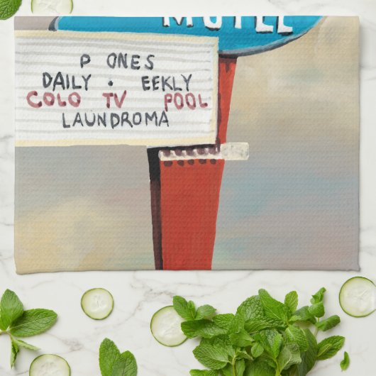 Sky Ranch Motel Sign Geschirrtuch (Gefaltet)