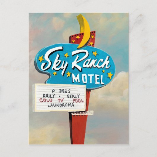 Sky Ranch Motel Sign Postkarte (Vorderseite)