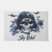 Sky Rebel Skull mit Pilot Helm und Sonnenbrille Fußmatte (Vorderseite)