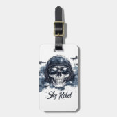 Sky Rebel Skull mit Pilot Helm und Sonnenbrille Gepäckanhänger (Vorderseite vertikal)