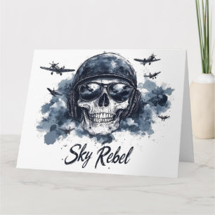 Sky Rebel Skull mit Pilot Helm und Sonnenbrille Karte
