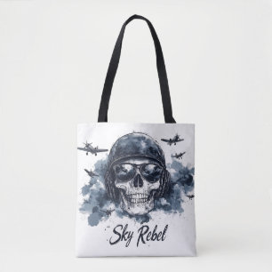 Sky Rebel Skull mit Pilot Helm und Sonnenbrille Tasche