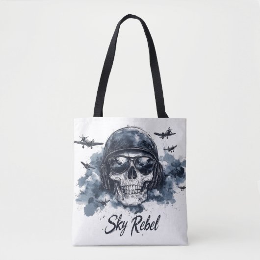 Sky Rebel Skull mit Pilot Helm und Sonnenbrille Tasche (Vorderseite)