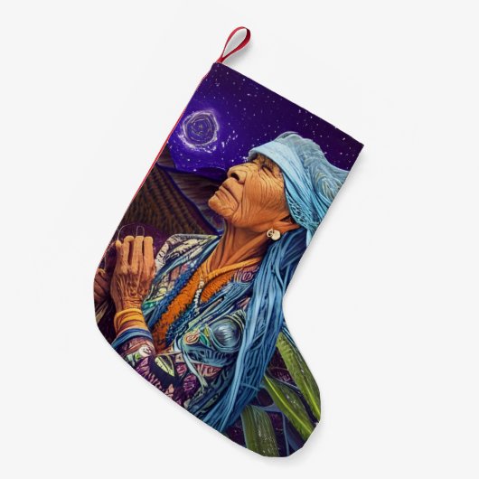 Sky Road Walker Native American Fantasy Art Kleiner Weihnachtsstrumpf (Vorderansicht (hängend))