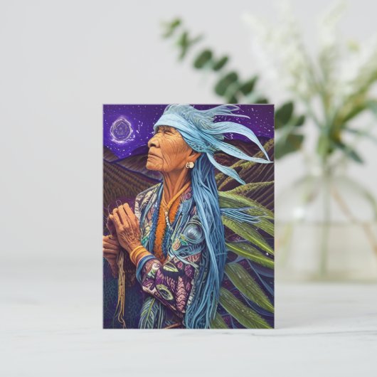 Sky Road Walker Native American Fantasy Art Postkarte (Stehend Vorderseite)