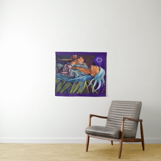 Sky Road Walker Native American Fantasy Art Wandteppich (Beispiel (Horizontal))