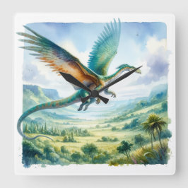 Sky Ruler The Quetzalcoatlus REF34 - Watercolor Quadratische Wanduhr