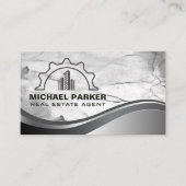 Sky Scraper Gebäude | Marmormetall - Hintergrund Visitenkarte (Vorderseite)