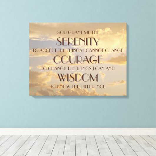 Sky Serenity Gebet Wrapped Canvas Print Leinwanddruck (Insitu (Holzboden))