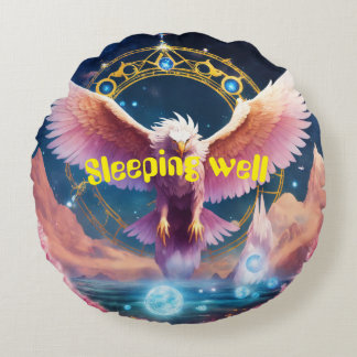 "Sky Soarer: Majestic Flying Eagle Pillow" Rundes Kissen