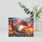 Sky Sovereign – Chinese Airbrush Dragon over Mount Postkarte (Stehend Vorderseite)