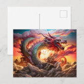 Sky Sovereign – Chinese Airbrush Dragon over Mount Postkarte (Vorne/Hinten)