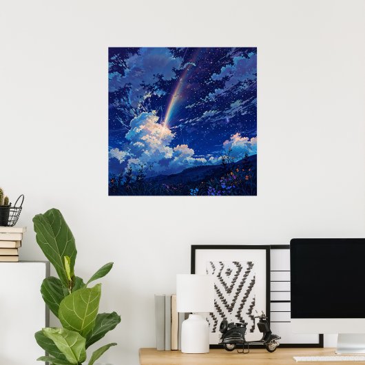 Sky Streak - Night Sky Illustration Style Poster (Heimbüro)