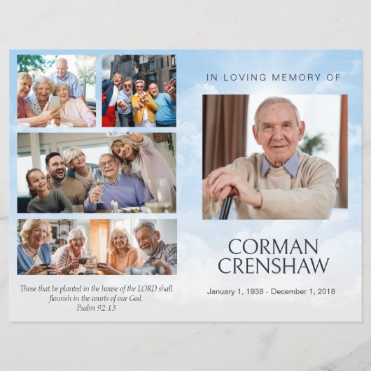 Sky Theme Funeral Pamphlet Order of Service Flyer (Vorne)