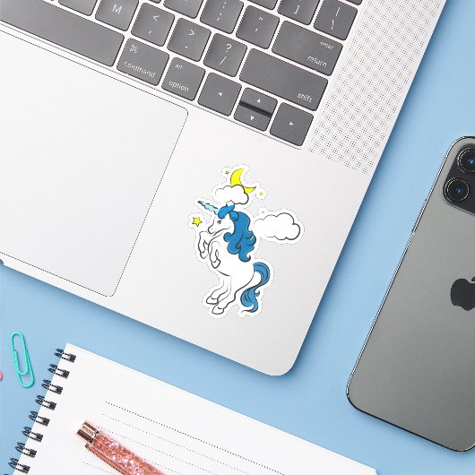 Sky Unicorn Custom Cut Vinyl Sticker (Laptop mit iPhone)