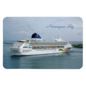 Sky Wendepunkt in Nassau Blauer Text Magnet (Horizontal)