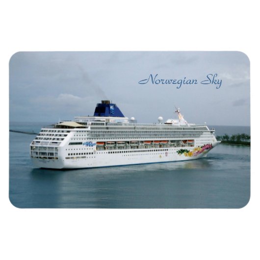 Sky Wendepunkt in Nassau Blauer Text Magnet (Horizontal)