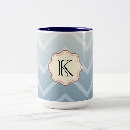 Sky White Zickzack Zweifarbige Tasse (Mittel)