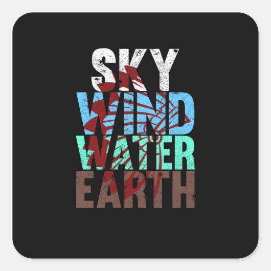 Sky Wind Water Earth - Indische Unterstützung für Quadratischer Aufkleber (Vorderseite)