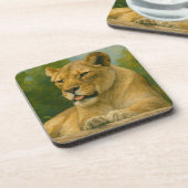 Skybound Grace - Lioness on Ledge Getränkeuntersetzer (Linke Seite)