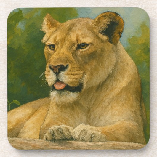 Skybound Grace - Lioness on Ledge Getränkeuntersetzer (Vorderseite)