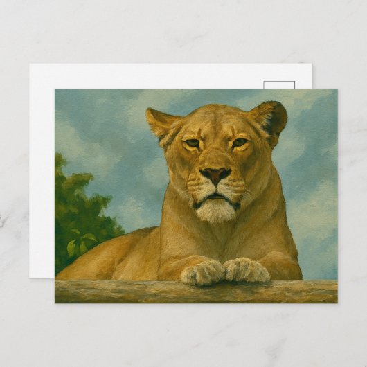 Skybound Grace - Lioness on Ledge Postkarte (Vorne/Hinten)