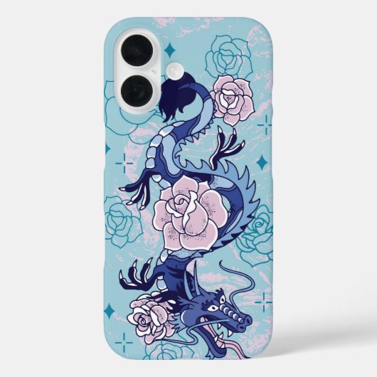 Skybound Serpent - Blue Dragon Floral Case-Mate iPhone Hülle (Rückseite)