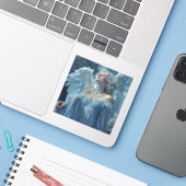 Skybound Silence: Engel des Mitternachtschleiers Aufkleber (Laptop mit iPhone)