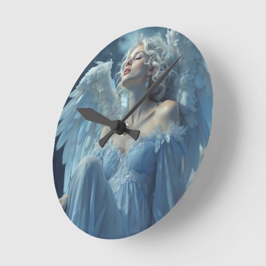 Skybound Silence: Engel des Mitternachtschleiers Runde Wanduhr (Winkel)