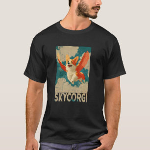 SkyCorgi Lustiges Retro Fliegender Geflügelter Cor T-Shirt