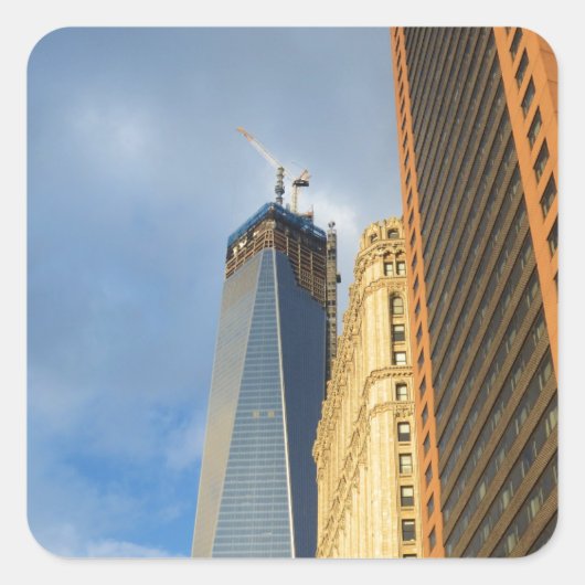Skycraper Reflections of New York Quadratischer Aufkleber (Vorderseite)