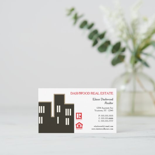 Skycraper Silhouette Real Anwesen Realtor Visitenkarte (Stehend Vorderseite)