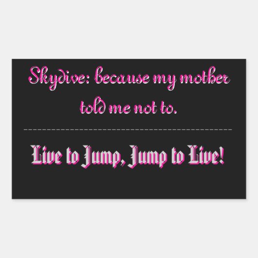 Skydive Aufkleber (Vorderseite)