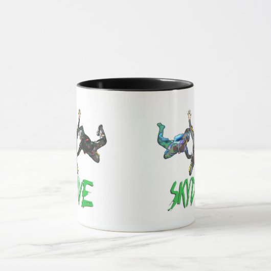 Skydive - grüner Text Tasse (Zentrum)