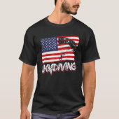 Skydive Parachute Skydiver Parachutist USA Flag Di T-Shirt (Vorderseite)