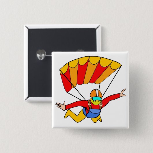 Skydive roter Yello Fallschirm Button (Vorne & Hinten)
