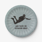 Skydiver Action-Held - robuster Stahl-Look eigener Pappteller (Vorderseite)
