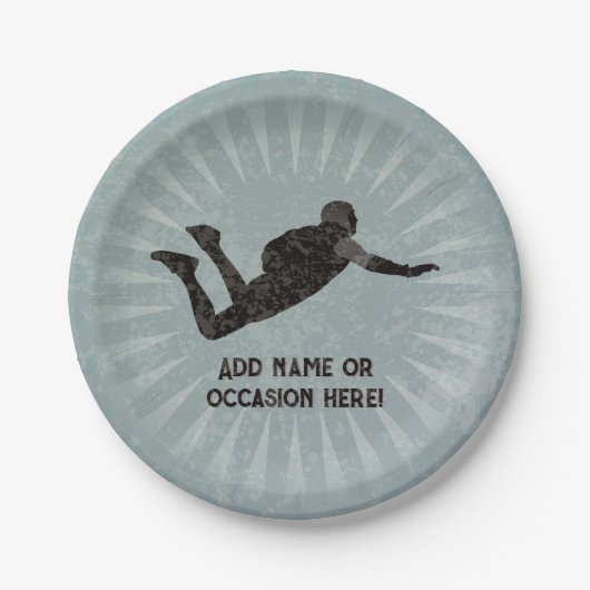 Skydiver Action-Held - robuster Stahl-Look eigener Pappteller (Vorderseite)