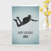 Skydiver auf Industrial Metal Look Custom Male Karte (Gelbe Blume)