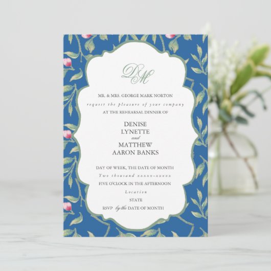 Skydiver Blue & Basil Green Probe Dinner Einladung (Stehend Vorderseite)