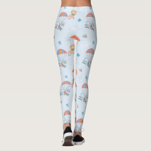 Skydiver Cat Nahtloses Muster Leggings (Rückseite)