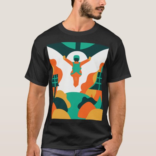 Skydiver Descending Over Solar Powered Landscape T-Shirt (Vorderseite)