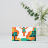 Skydiver Descending Over Solar Powered Landscape Visitenkarte (Stehend Vorderseite)